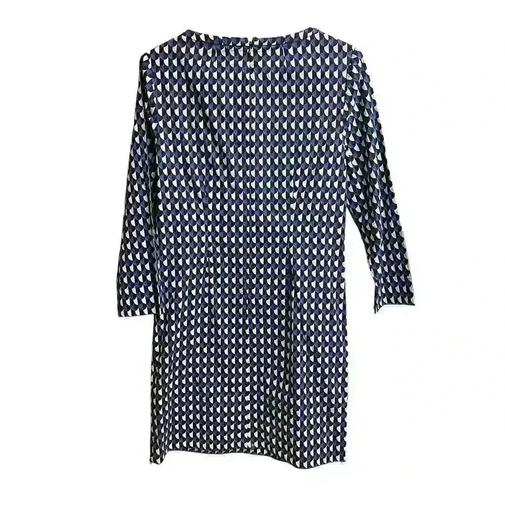 J.Crew Jet Set Geo Shift Dress Size 2 Size Zipper Accent Geometric Print - Picture 11 of 11